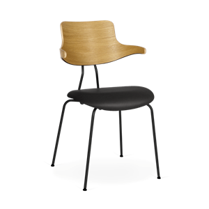 VERMUND VL118 Dining Table Chair Natural Oak/Black Leather/Black Frame