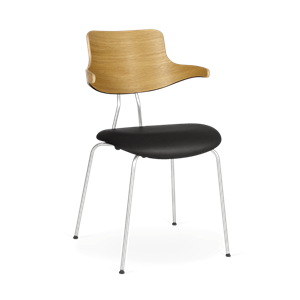 VERMUND VL118 Dining Table Chair Natural Oak/Black Leather/Matt Chrome Frame