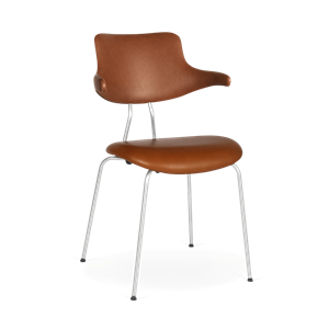VERMUND VL118 Dining Table Chair Cognac Leather/Matt Chrome Frame