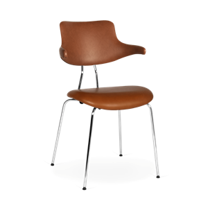 VERMUND VL118 Dining Table Chair Cognac Leather/Chrome Frame