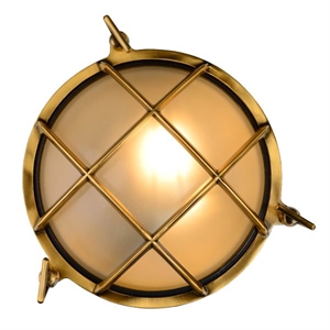 Lucide Dudley Outdoor Wall Lamp Round Matt Gold/ Brass