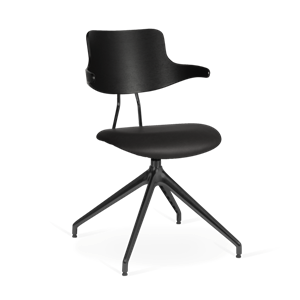 VERMUND VL119 Dining Table Chair Black Oak/Black Leather/Black Frame/Return Swivel