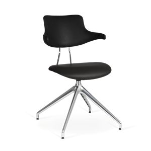 VERMUND VL119 Dining Chair Black Leather/Chrome Frame/Return Swivel