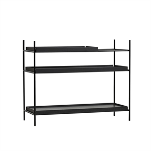 Woud Tray Bookcase Low Black/Black