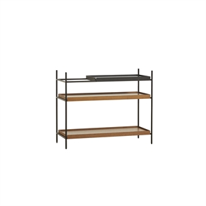 Woud Tray Configuration 6 Shelf System Low Black/ Walnut