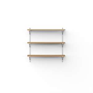 NINE Inline Wall Shelf w. 3 Shelves Small Oak/Stainless Steel