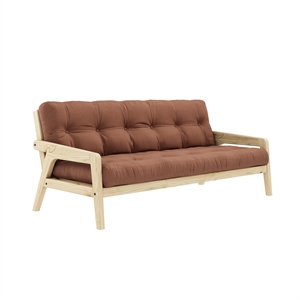 Karup Grab Sofa Bed Clear Lacquered Pine/759 Clay Brown
