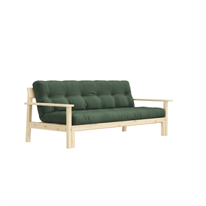 Karup Unwind Sofa Bed Clear Lacquered Pine/756 Olive Green