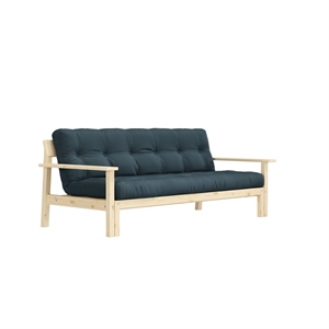 Karup Unwind Sofa Bed Clear Lacquered Pine/757 Petrol Blue