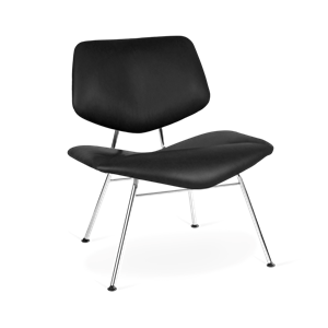 VERMUND VL135 Lounge Chair Black Leather/Chrome Frame