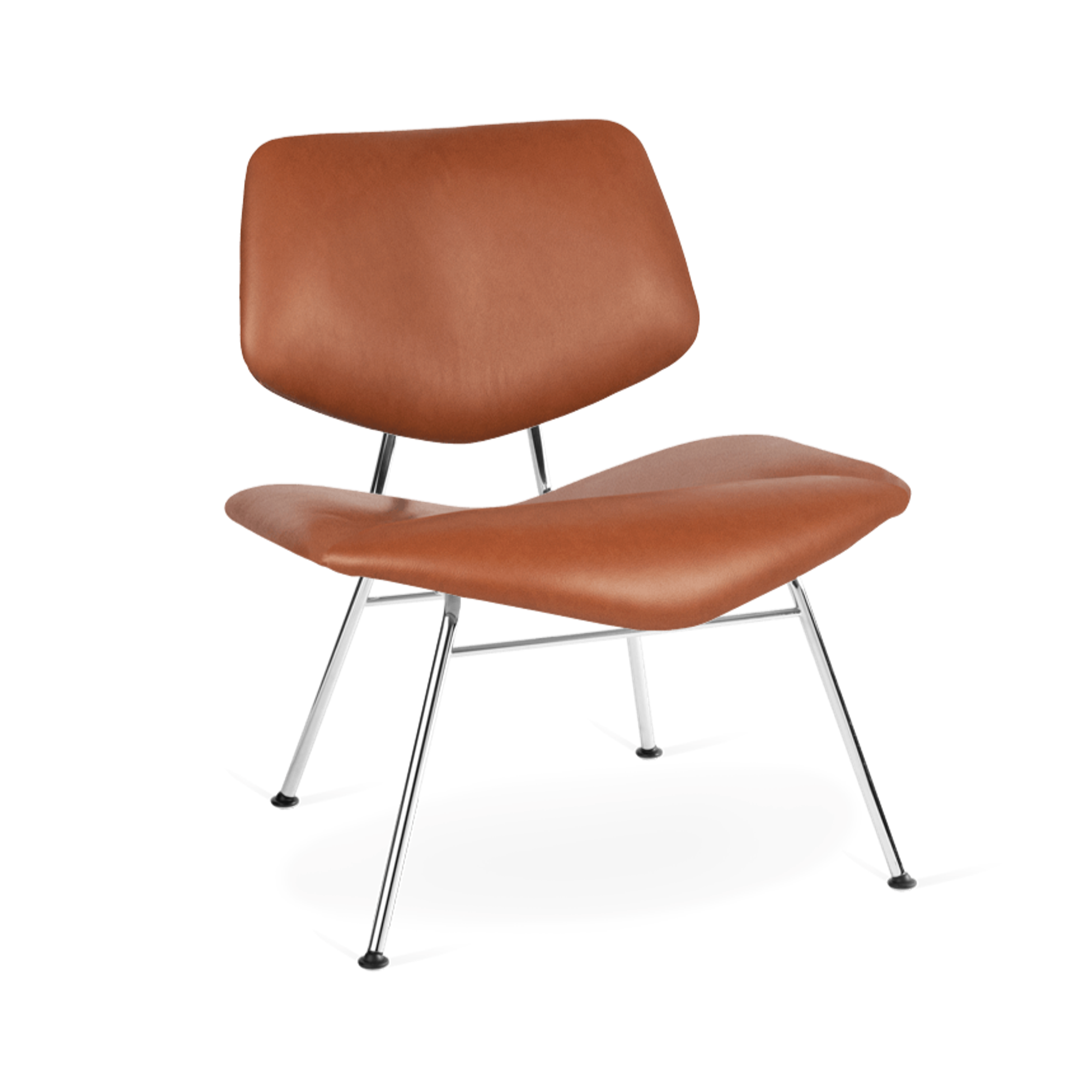 VERMUND VL135 Lounge Chair Sierra Cognac Leather/Chrome Frame