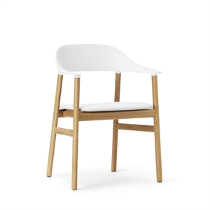 Normann Copenhagen Herit Dining Chair w. Armrests Leather Upholstered Oak/White