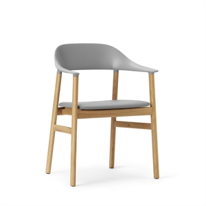 Normann Copenhagen Herit Dining Chair w. Armrests Leather Upholstered Oak/Gray