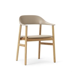 Normann Copenhagen Herit Dining Table Chair w. Armrests Leather Upholstered Oak/Sand
