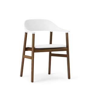 Normann Copenhagen Herit Dining Chair w. Armrests Leather Upholstered Smoked Oak/White