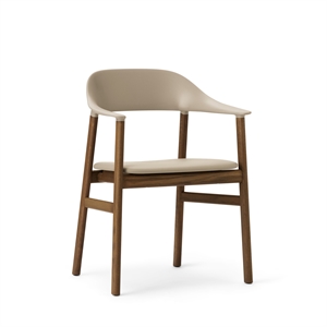 Normann Copenhagen Herit Dining Table Chair w. Armrests Leather Upholstered Smoked Oak/Sand