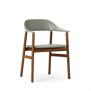 Normann Copenhagen Herit Dining Chair w. Armrests Leather Upholstered Smoked Oak/Dusty Green