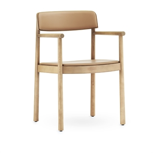 Normann Copenhagen Timb Dining Chair w. Armrests Leather Upholstered Tan/Camel