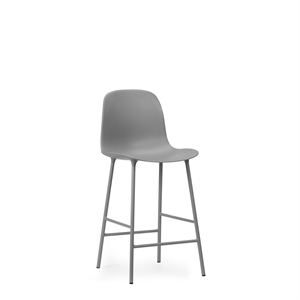 Normann Copenhagen Form Bar Stool with Backrest H65 cm Gray/ Gray Steel