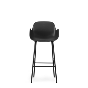 Normann Copenhagen Form Bar Stool with Backrest and Armrests H75 cm Black/ Black Steel