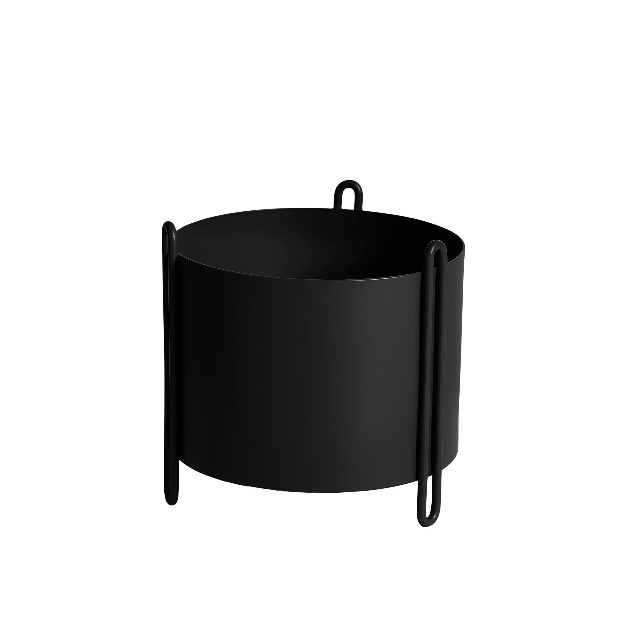 Woud Pedestal Potted Plant Small Black