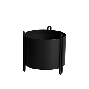 Woud Pedestal Potted Plant Small Black