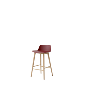 &Tradition Rely HW118 Bar Stool Low Back Lacquered Oak/ Maroon
