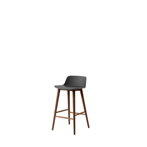 &Tradition Rely HW118 Bar Stool Low Back Lacquered Walnut/Stone Grey