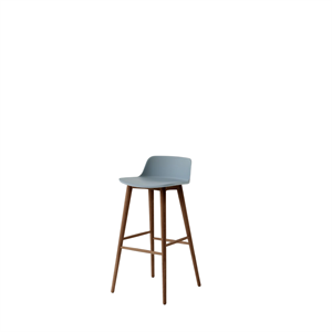 &Tradition Rely HW123 Bar Stool Low Back Lacquered Walnut/ Light blue