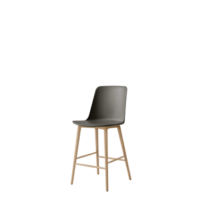 &Tradition Rely HW128 Bar Stool High Back Lacquered Oak/Stone Grey