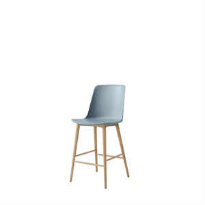 &Tradition Rely HW128 Bar Stool High Back Lacquered Oak/ Light blue