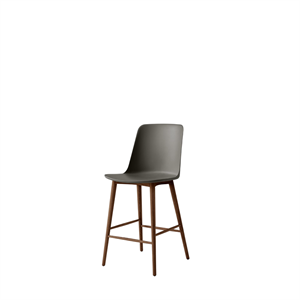 &Tradition Rely HW128 Bar Stool High Back Lacquered Walnut/Stone Grey
