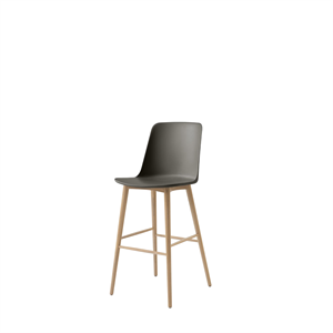 &Tradition Rely HW133 Bar Stool High Back Lacquered Oak/Stone Grey