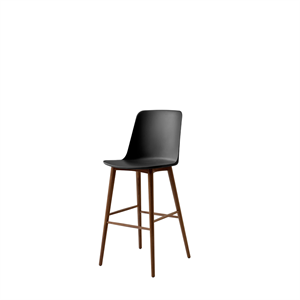 &Tradition Rely HW133 Bar Stool High Back Lacquered Walnut/ Black