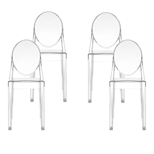 Kartell Victoria Ghost Dining Chair Set of 4 Crystal