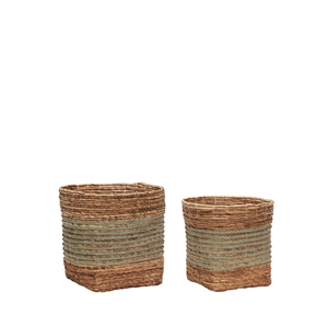 Hübsch Reveal Basket Mint/ Nature Set of 2