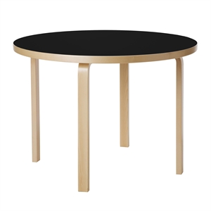 artek Aalto 90A Round Table Birch/ Black Linoleum