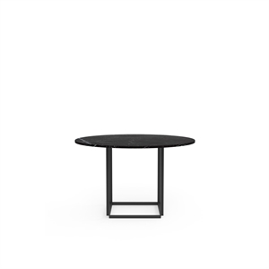 New Works Florence Dining Table Ø120 Black Marquina Marble with Black Frame