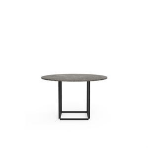 New Works Florence Dining Table Ø120 Gris Du Marais Marble with Black Frame