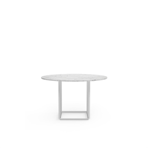 New Works Florence Dining Table Ø120 White Carrera Marble w. White Frame