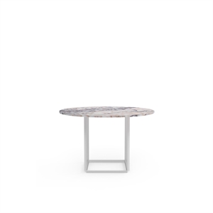 New Works Florence Side Table Ø120 White Viola Marble with White Frame