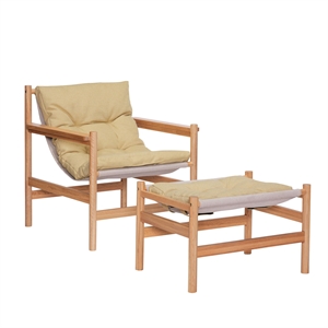 Hübsch Heritage Armchair With Stool Natural/ Yellow