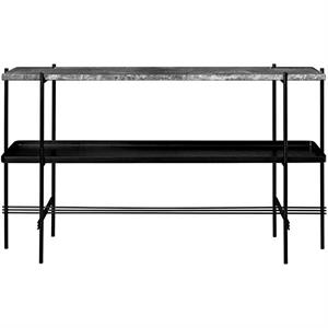 Gubi TS Console Table 120x72 With Shelf & Tray Black/ Gray Emperador Marble