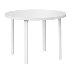 artek Aalto 90A Round Table White Lacquered Birch/ White Laminate