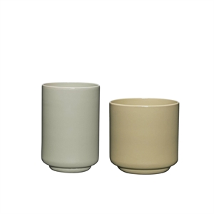 Hübsch Deux Potte Set of 2 Light Green/ Sand