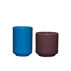 Hübsch Deux Potte Set of 2 Maroon/ Blue