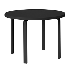 artek Aalto 90A Round Table Black Lacquered Birch/ Black Linoleum