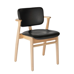 artek Domus Dining Table Chair Birch M. Black Leather Upholstered Seat and Back