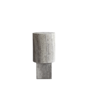 101 Copenhagen Column Side Table Silver Travertine