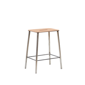Frama Adam Stool H50 Raw Steel/Leather